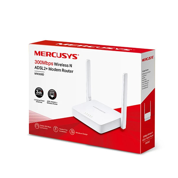 مودم روتر ADSL2 بی سیم مرکوسیس مدل MW300D - کارکرده - اپن باکس