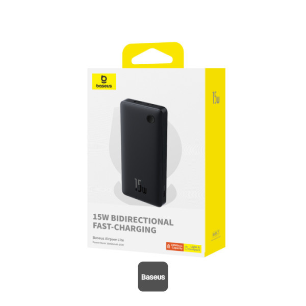 پاور بانک باسئوس مدل 15W BIDIRECTIONAL FAST-CHARGING ظرفیت 10400 میلی آمپر ساعت - گارانتی آونگ