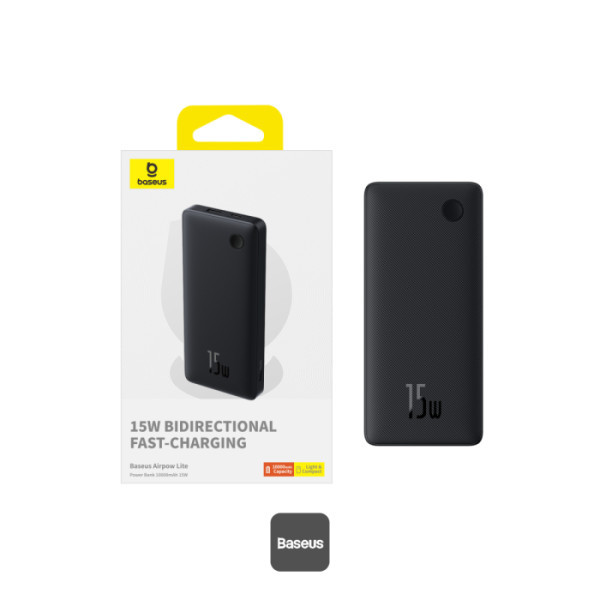 پاور بانک باسئوس مدل 15W BIDIRECTIONAL FAST-CHARGING ظرفیت 10400 میلی آمپر ساعت - گارانتی آونگ