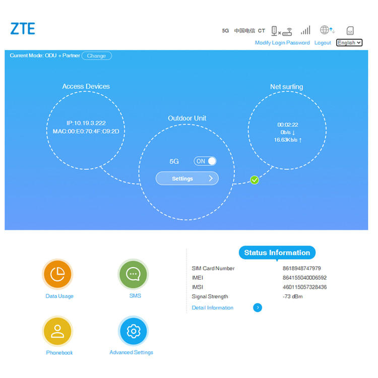 مودم سیم کارتی 5G/TDLTE فضای باز ZTE مدل MC7010 به همراه روتر MF269