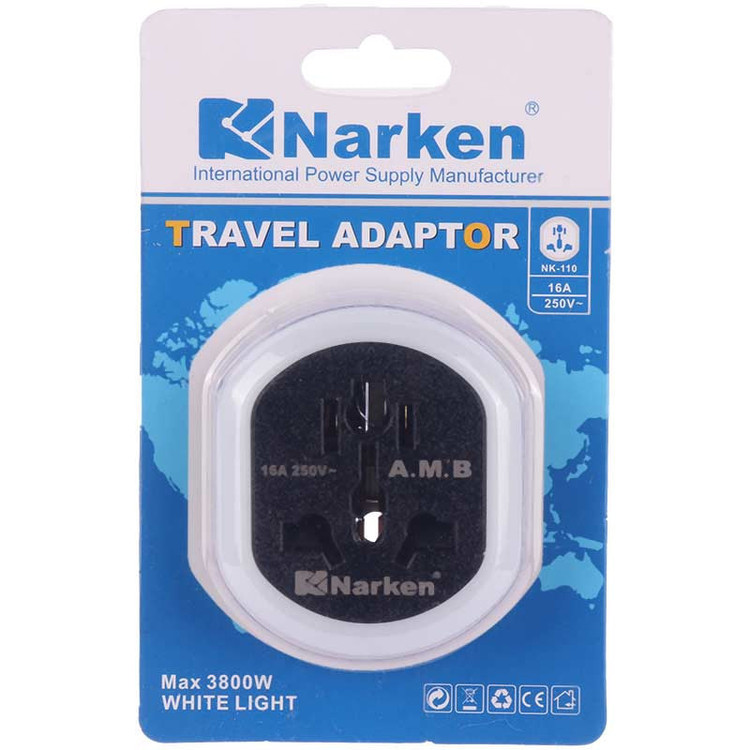 تبدیل سه به دو آداپتور برق برند NARKEN مدل NK-110 اصلی - بسته دو عددی (پیشنهاد فایوچی)