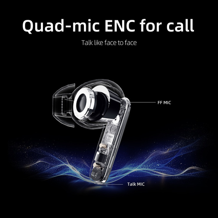 هدفون بلوتوثی برند کیو سی وای مدل T13 ANC2 با نویز کنسلینگ فعال (ANC)، نویز کنسلینگ میکروفون (ENC) و پخش صدای محیطی (Transparency)، درگاه شارژ USB Type-C